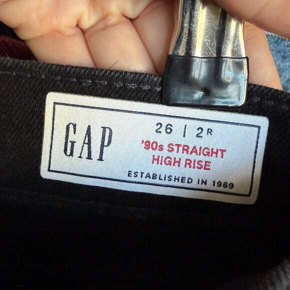 GAP 90s Straight High Rise Black Studded Jeans Size 26 - Picture 4 of 6